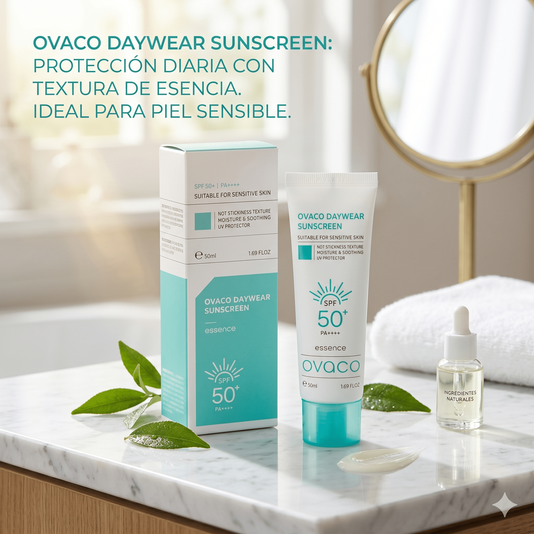 Ovaco Daywear Sunscreen SPF50+ PA++++ - Protector Solar Antioxidante - cosmetica10
