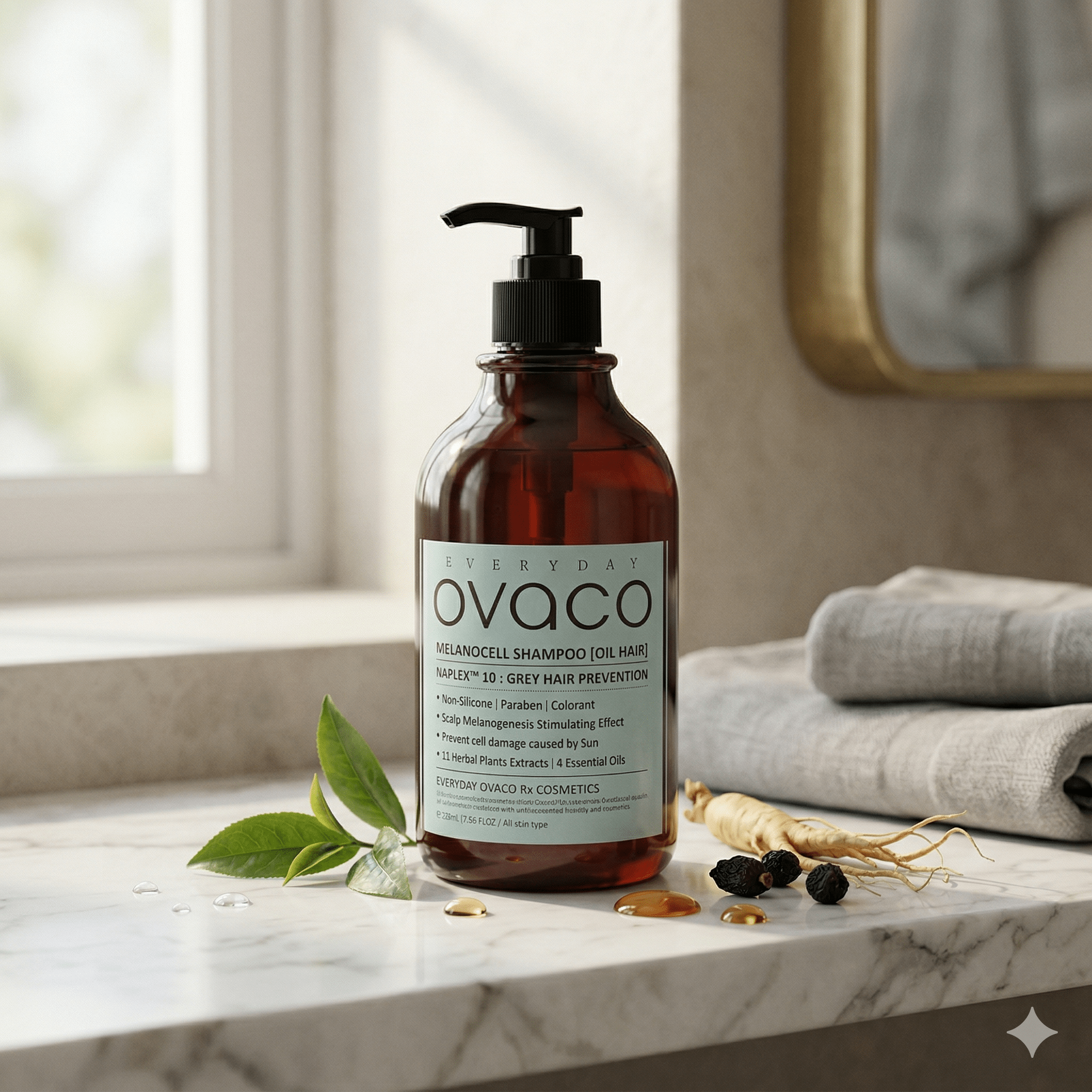 Ovaco Melanocell Shampoo - Champú Anticanas Cabello Graso - cosmetica10