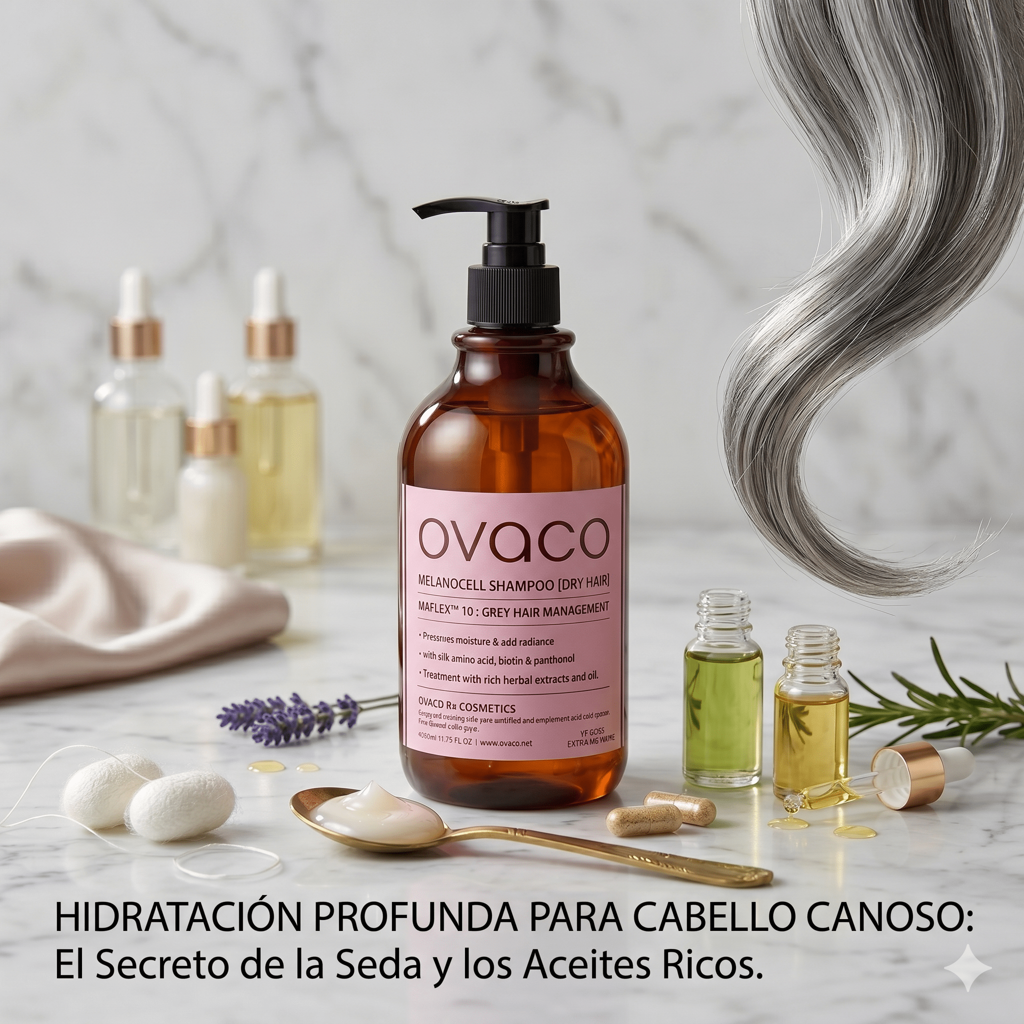 Ovaco Melanocell Shampoo - Champú Anticanas Cabello Seco - cosmetica10