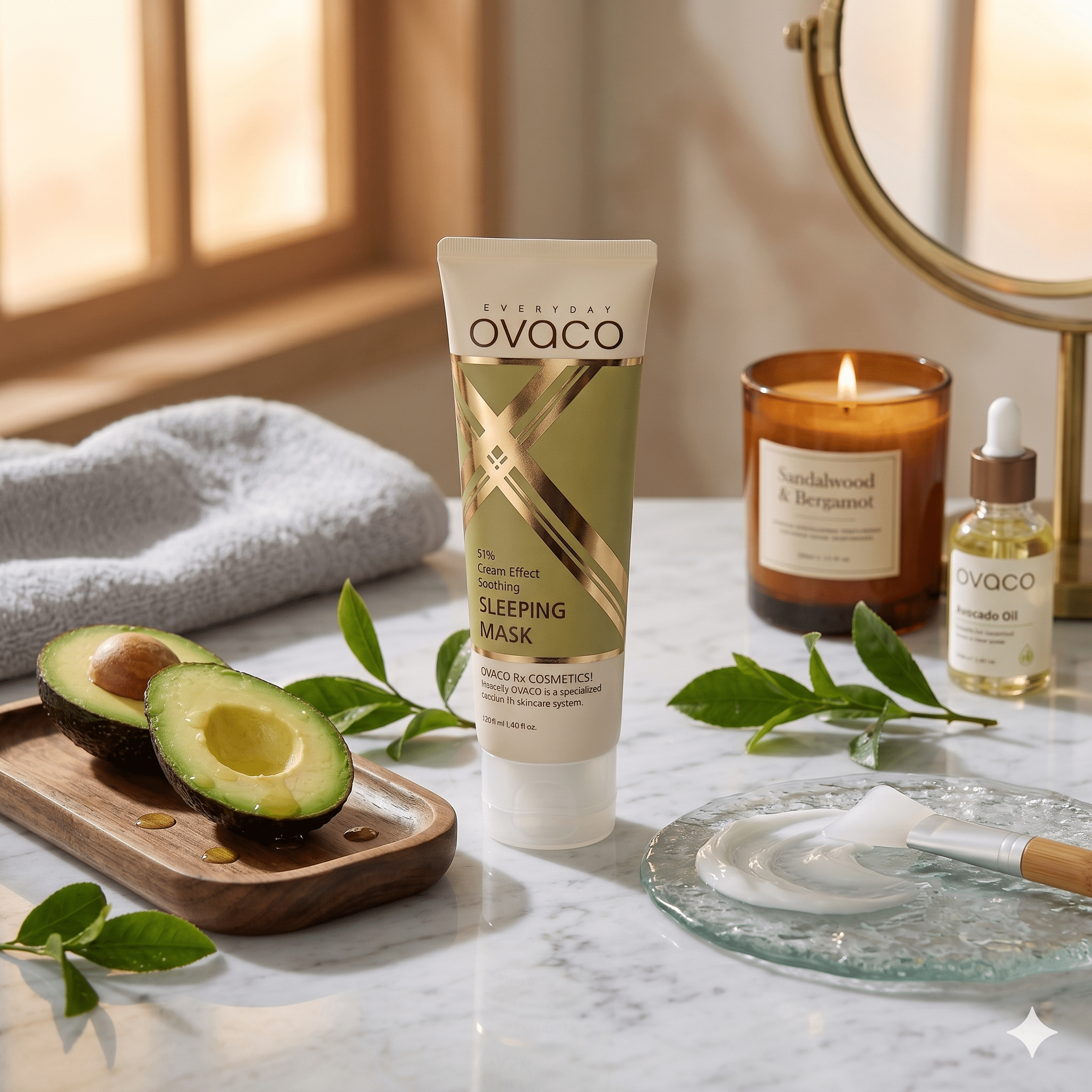 Ovaco Sleeping Cream Mask - Mascarilla Nocturna Revitalizante con Espirulina - cosmetica10