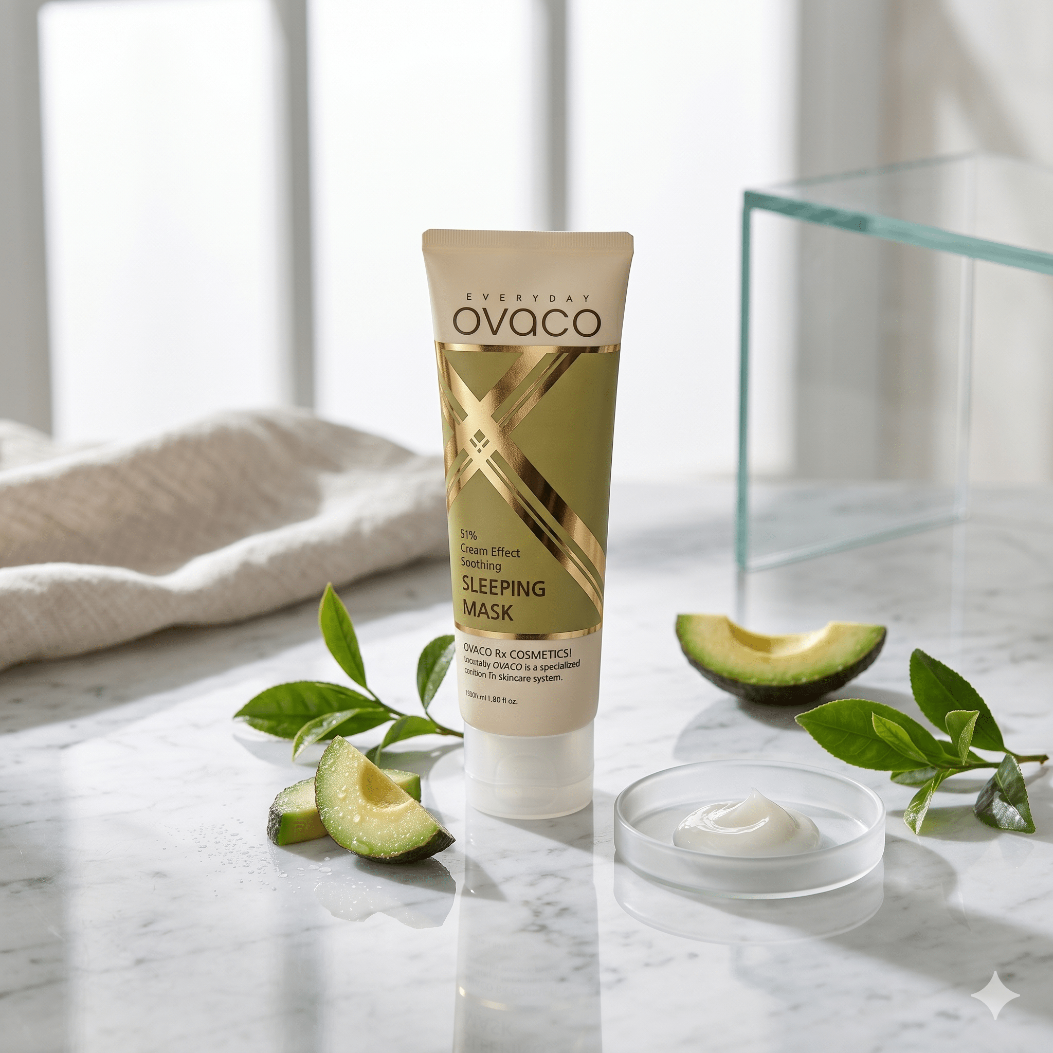 Ovaco Sleeping Cream Mask - Mascarilla Nocturna Revitalizante con Espirulina - cosmetica10